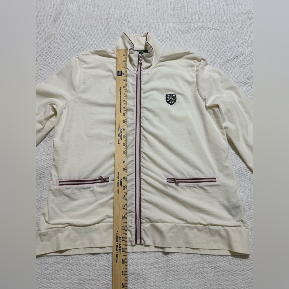 Polo Ralph Lauren Active Women L Cream Stretch 3/4 Sleeve Golf track Zip Jacket - Picture 7 of 10